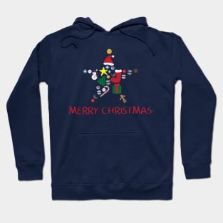 Star shape with Christmas elements and Merry Christmas greeting Hoodie